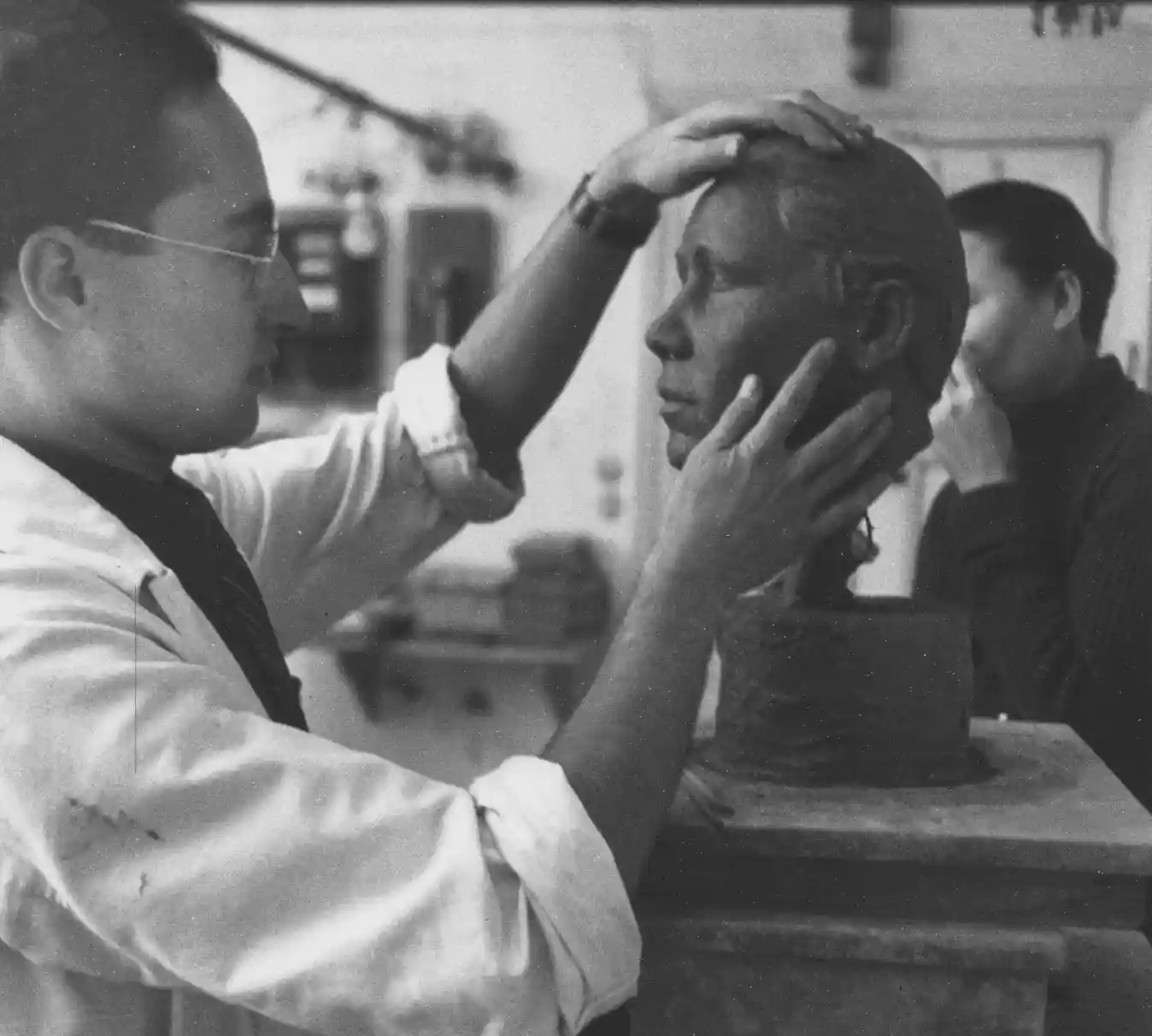 Otto working on a clay head
