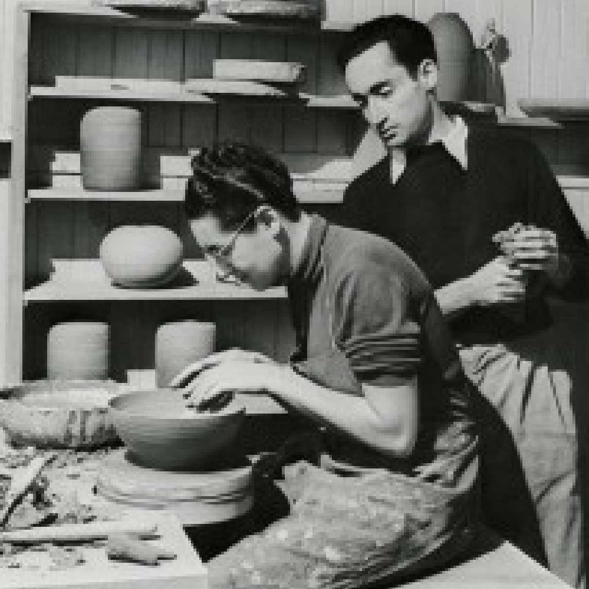 Otto watching Gertrud at the pottery wheel
