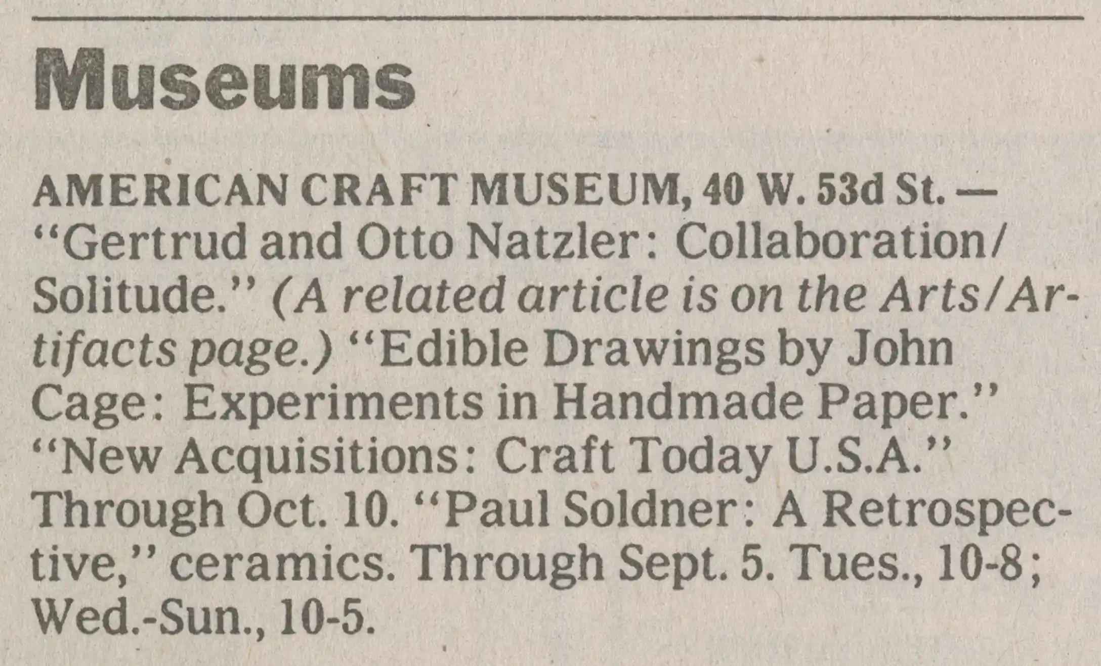 News: Museums: American Craft Museum hosts Gertrud and Otto Natzler: Collaboration/Solitude