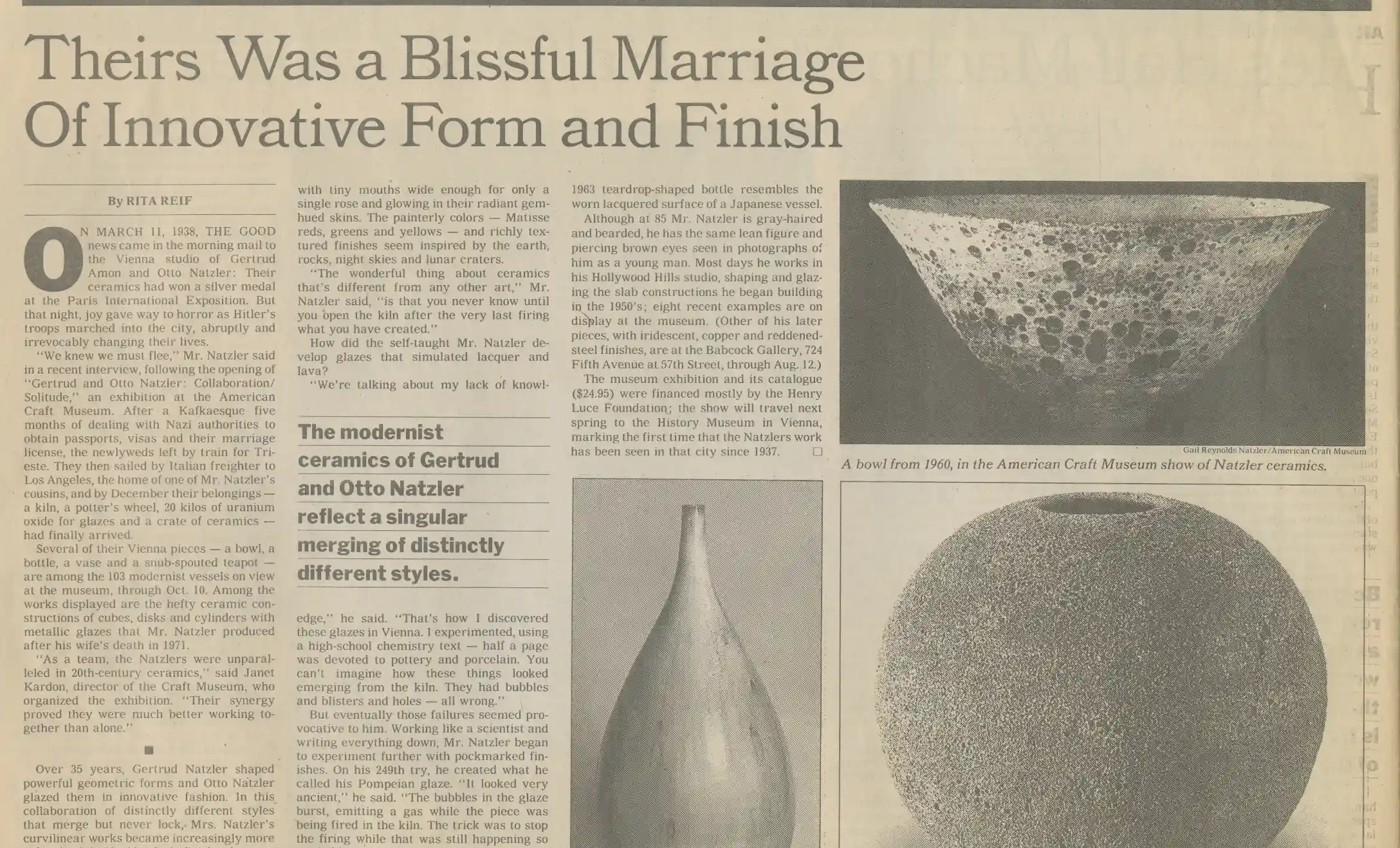 News: Theirs was a Blissful Marriage of Innovative Form and Finish