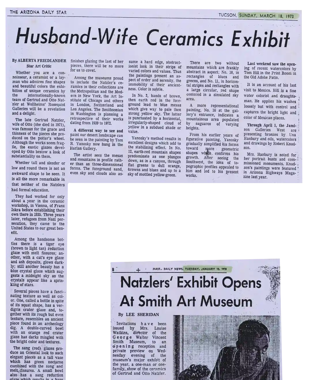 News: Az Daily Star, 1973: Husband Wife Ceramics Exhibit