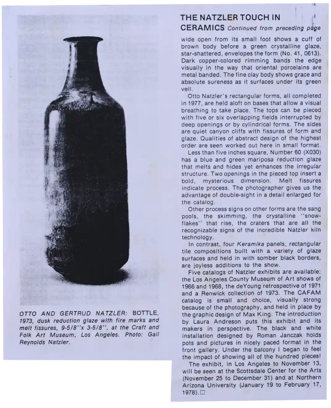 News: 1973 Artweek article continued